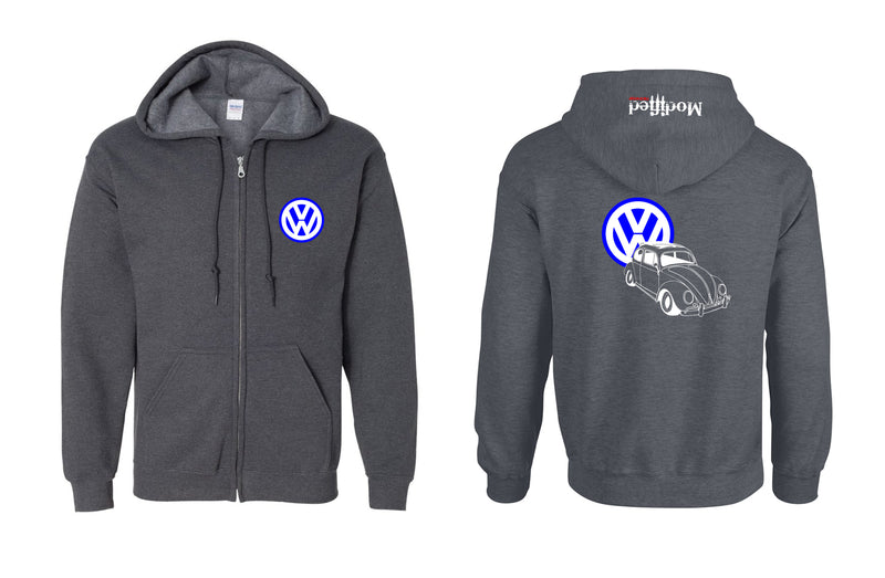 VW Bug Ragtop Logo Full Zip Hoodie